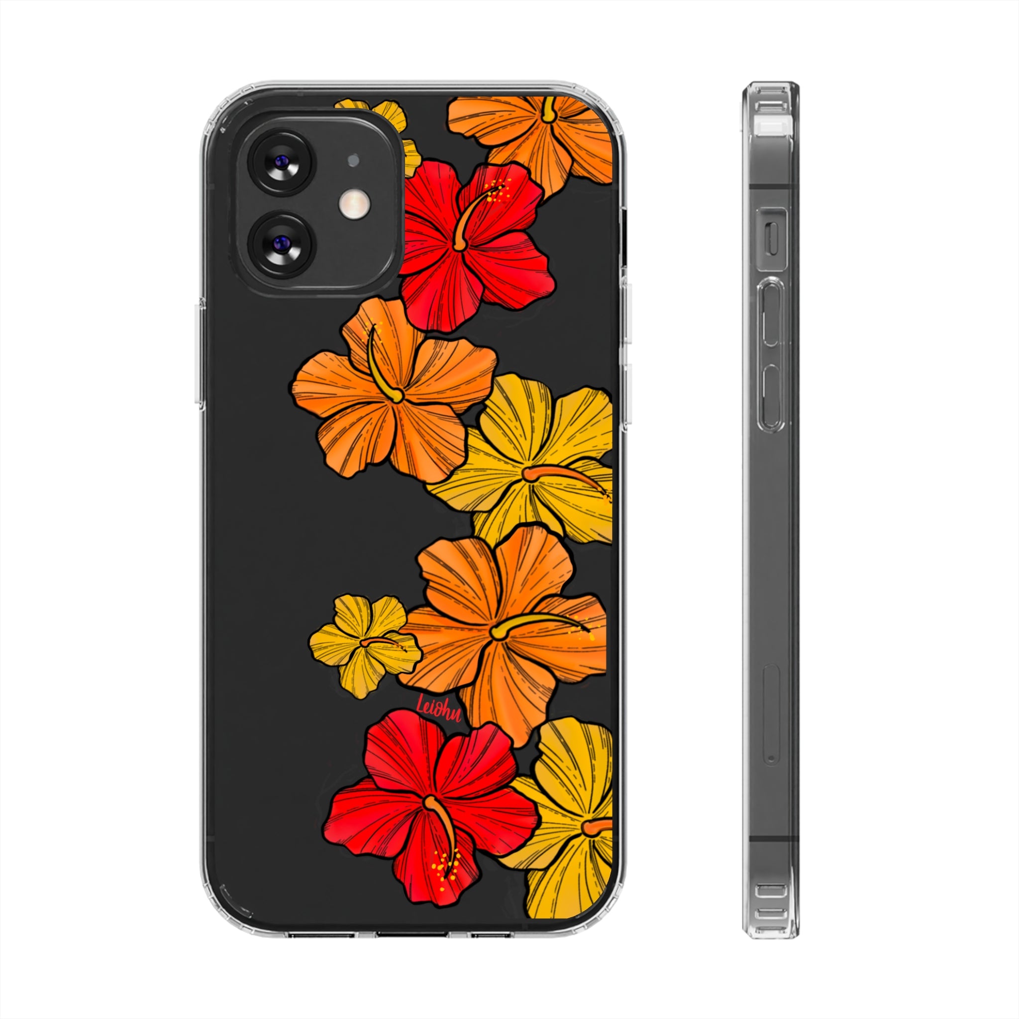 Hibiscus Retro Clear Phone Case - Durable Protective Cover for iPhone & Samsung - Floral Design for Stylish Protection | Perfect for Everyday Use, Travel & Gifting