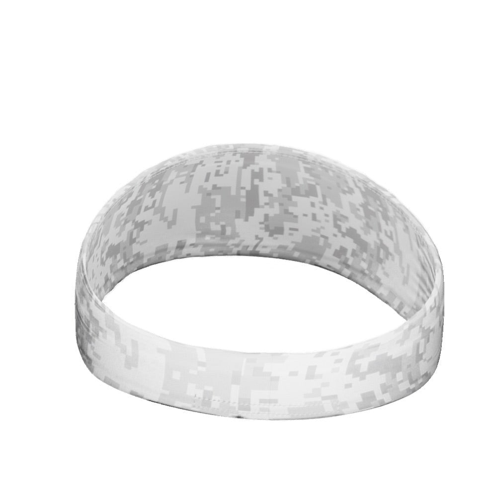 White Digital Camo Headband for Men & Women - Tactical Sports Headband for Running, Workout, Hiking & Outdoor Activities