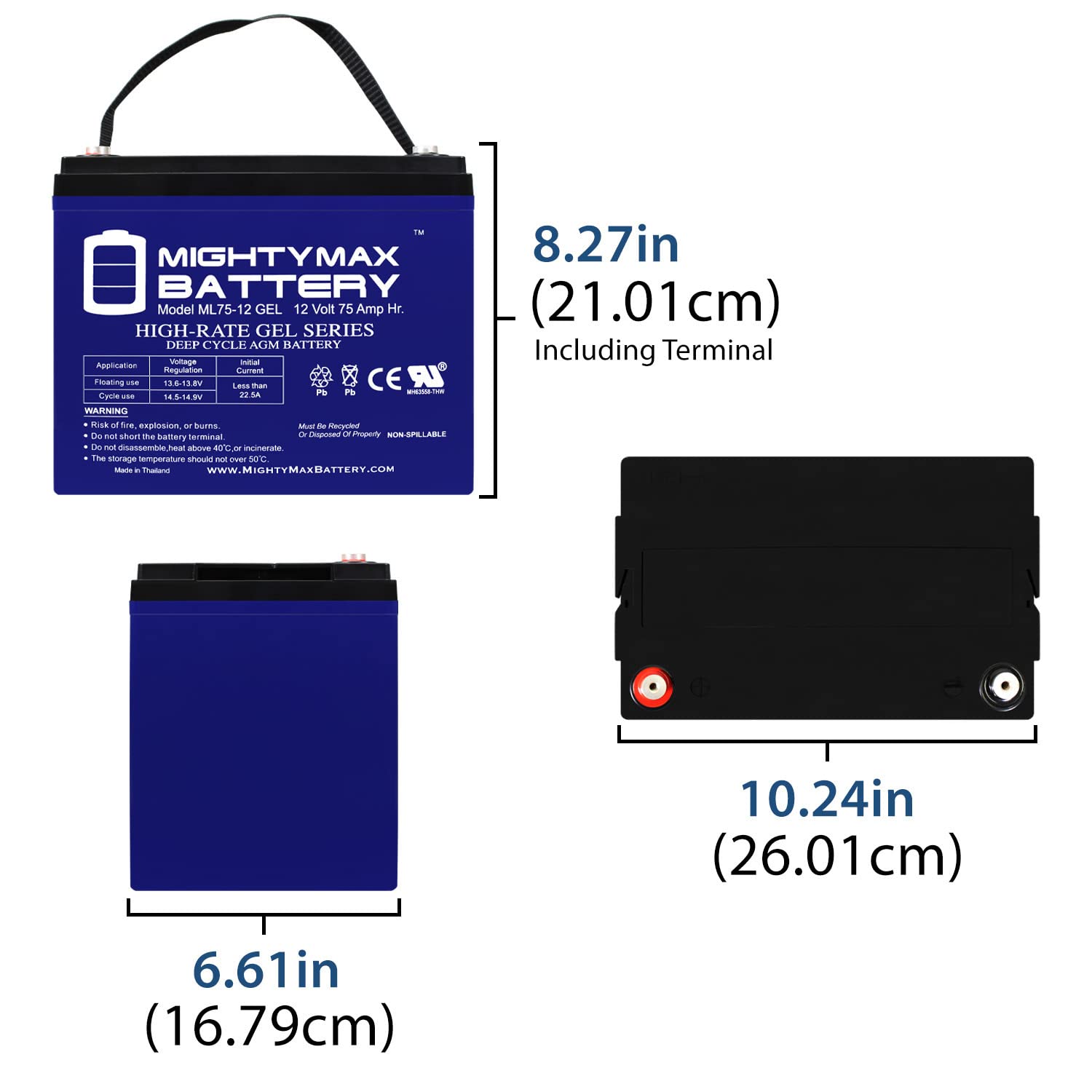 Mighty Max 12V 75AH GEL Replacement Battery for APC IS20KG - Perfect for UPS Backup Power, Solar Systems & Emergency Power Supply