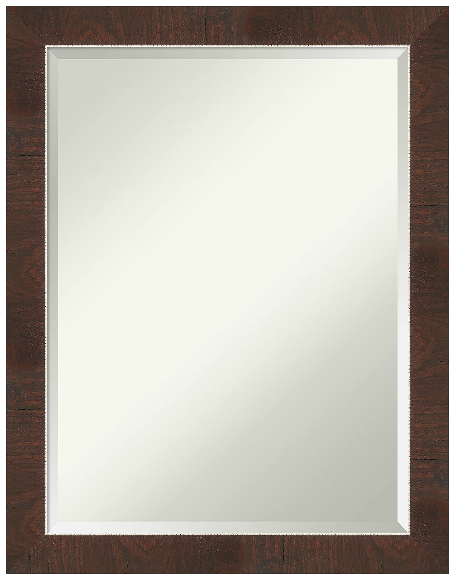 Amanti Art 27x21 Inch Brown Wall Mirror - Rustic Farmhouse Rectangle Bathroom & Living Room Decor with Beveled Edge, Horizontal or Vertical Hanging - Perfect for Hallway, Bedroom, and Entryway Wall Decor