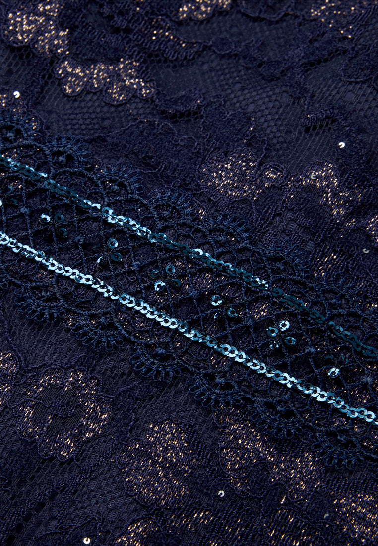 Elegant Cheung Sham Style Embellished Lace Dress for Women - Perfect for Weddings, Parties & Special Occasions