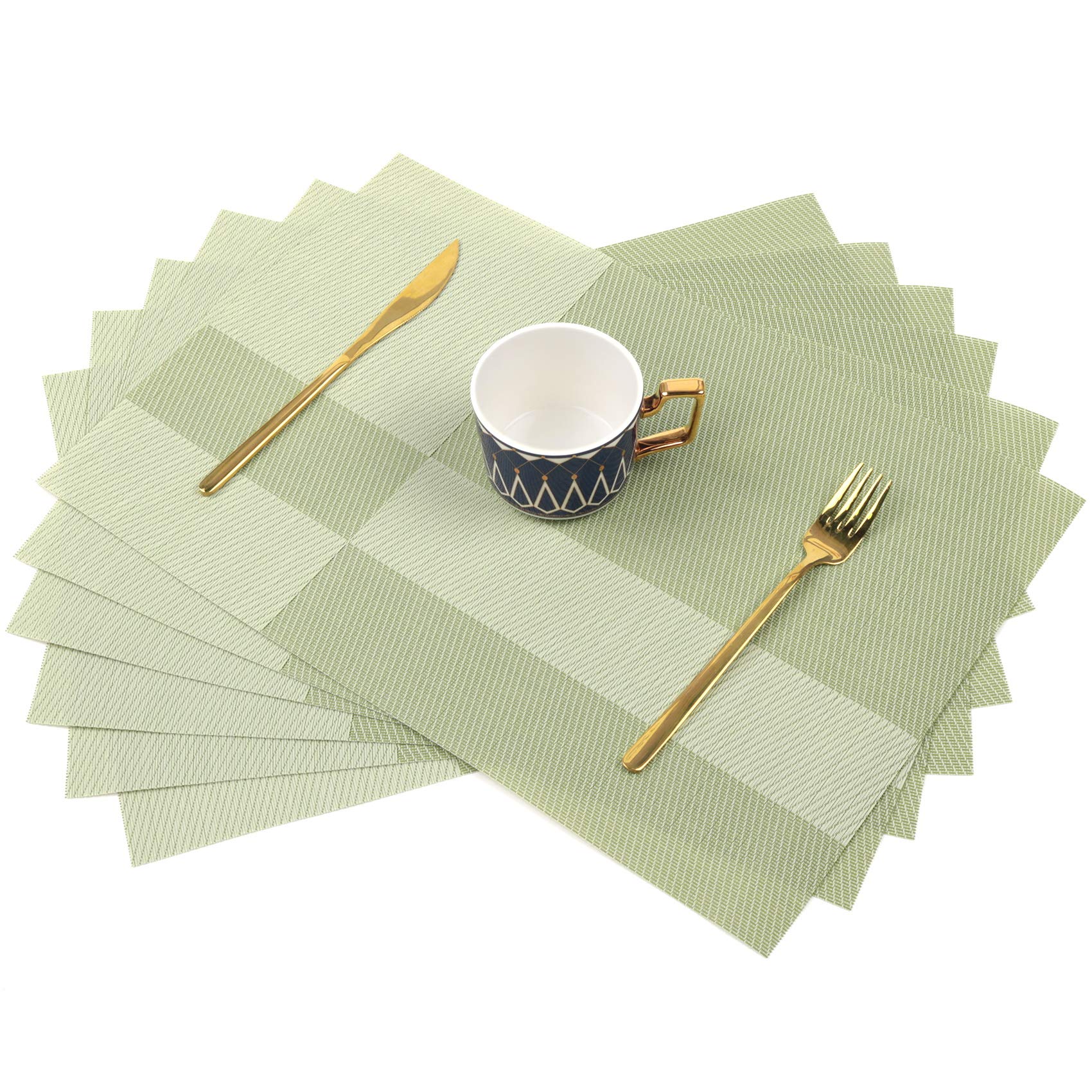 Sayopin 6-Pack Woven Vinyl Placemats for Dining Table - Waterproof, Washable & Easy to Clean - Perfect for Everyday Use, Indoor Dining, Kitchen Decor & Dinner Parties