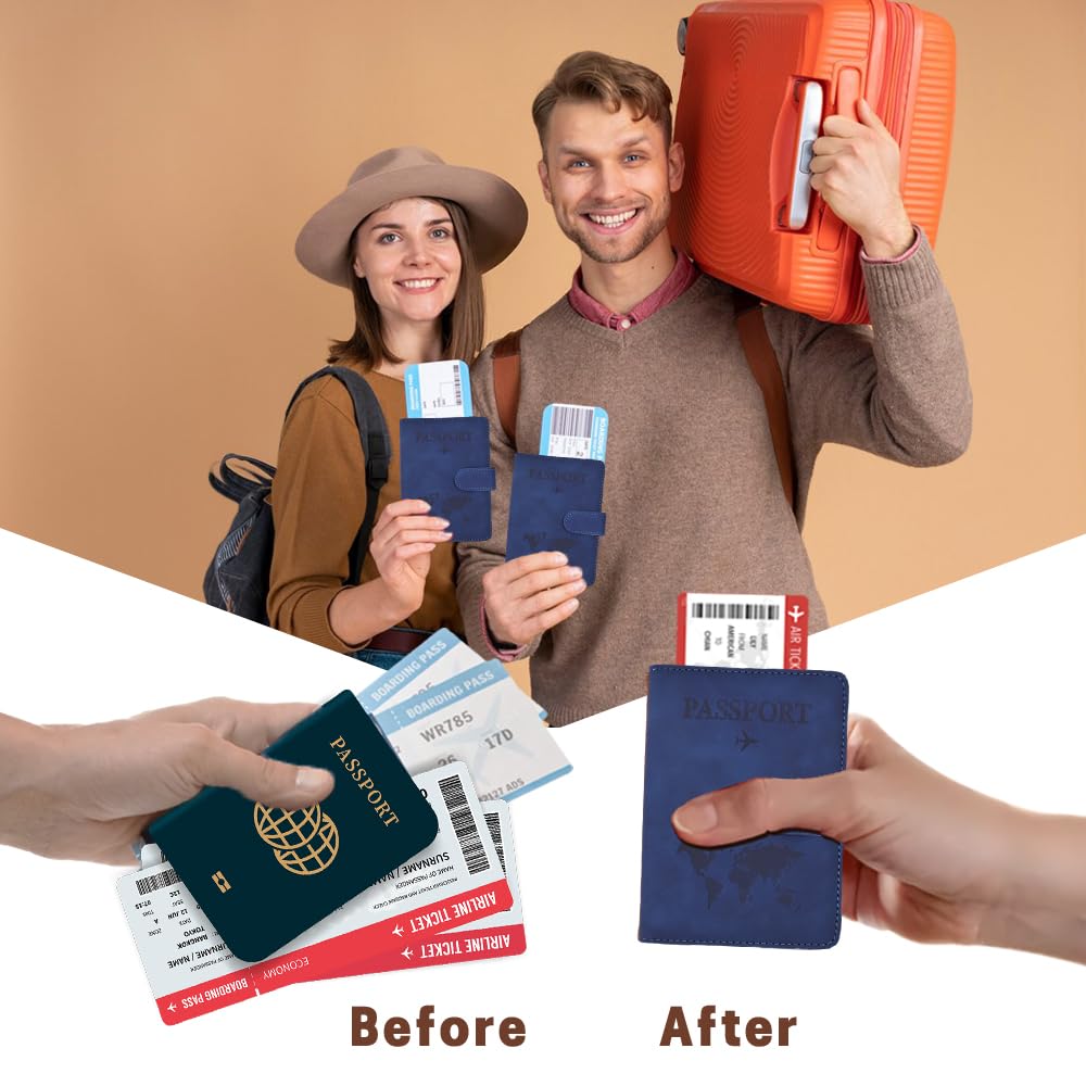 RFID Passport Holder - PU Leather Travel Wallet with Card Slots for Secure Journeys