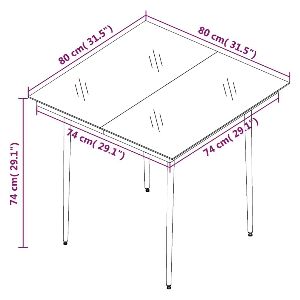 vidaXL Black Steel and Glass Square Patio Dining Table - Outdoor Dinner Table for Garden, Balcony, Patio | Perfect for Al Fresco Dining, Backyard BBQs, and Outdoor Entertaining