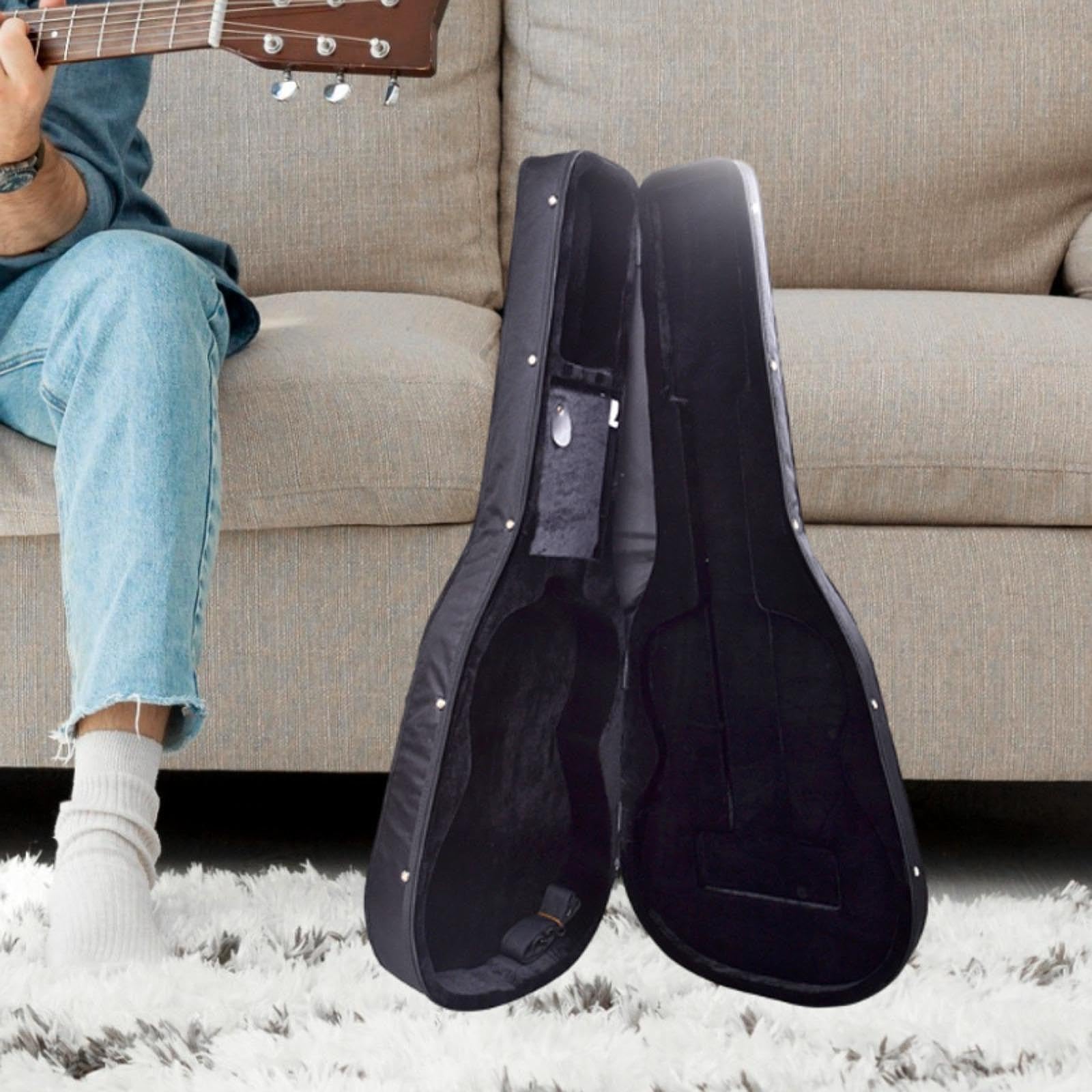 JISADER 41-Inch Hardshell Guitar Case - Durable Acoustic Guitar Storage Box & Travel Carrying Bag for Musicians - Perfect for Gig, Practice, and Airplane Travel