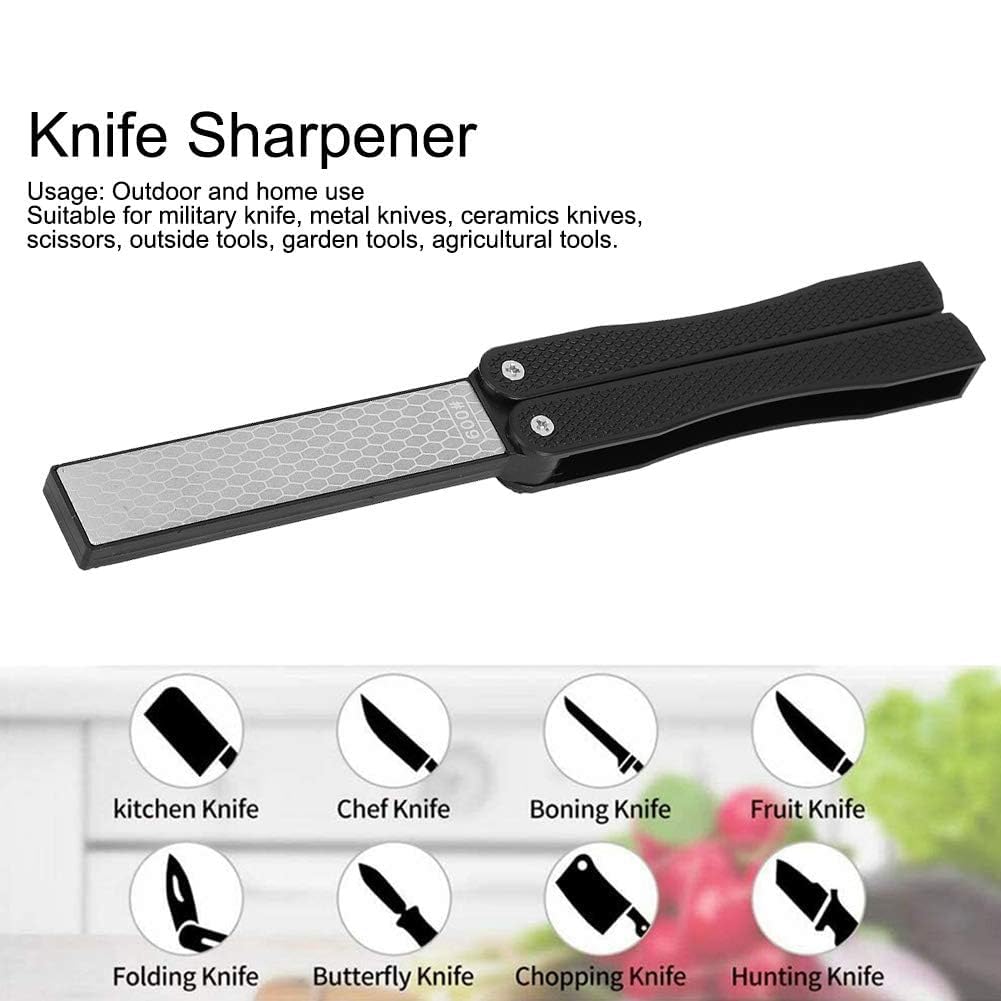 400/600 Grit Folding Diamond Knife Sharpener - Portable for Camping & Kitchen