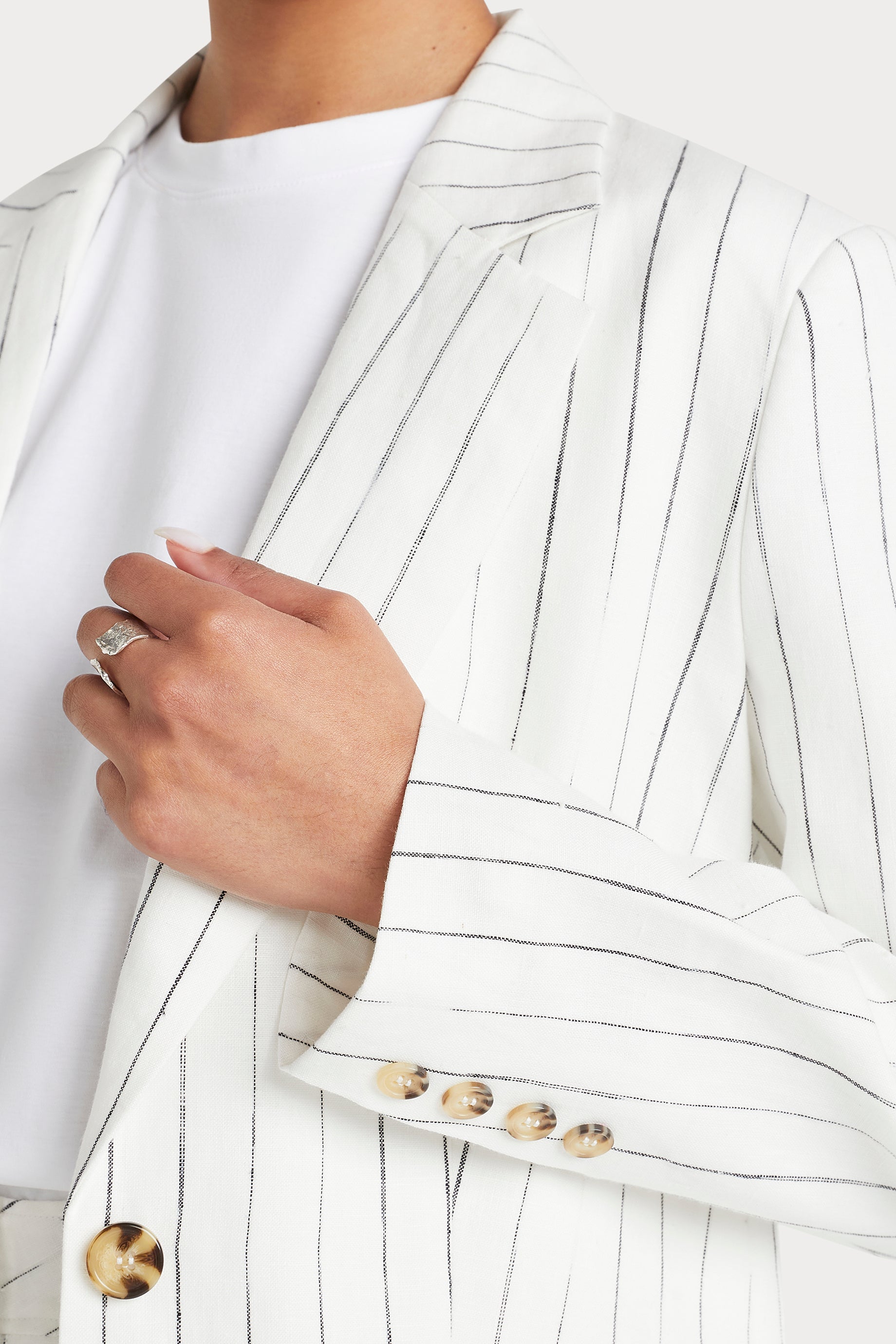 Husk LAUREN BLAZER Jacket for Women - White & Black Slim Fit Blazer for Office, Business, and Formal Occasions