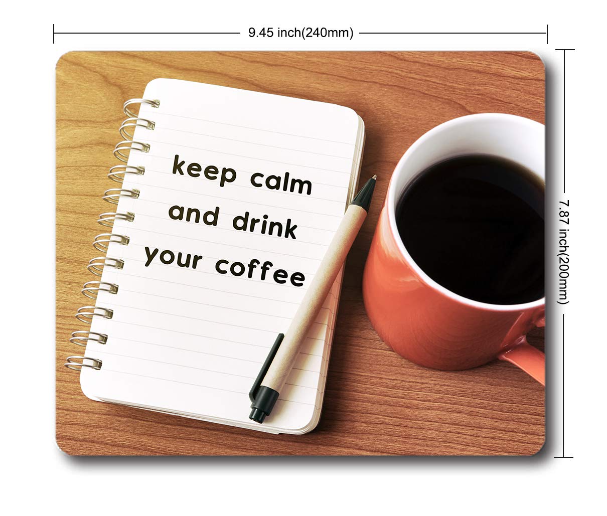 Custom Inspirational Quote Mouse Pad - Keep Calm and Drink Coffee Motivational Office Desk Mat with Non-Slip Rubber Base for Computer, Laptop, Gaming & Work (Oblong Design) - Perfect for Home Office, Workstation & Study Desk Accessories