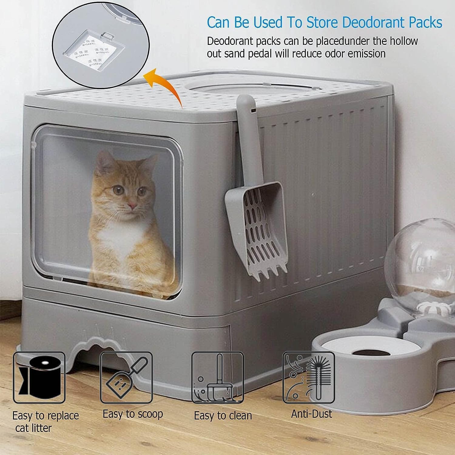 Foldable Cat Litter Box - Extra Large Enclosed Cat Toilet with Front & Top Entry | Anti-Splashing Design for Indoor Cats | Perfect for Small Spaces & Travel