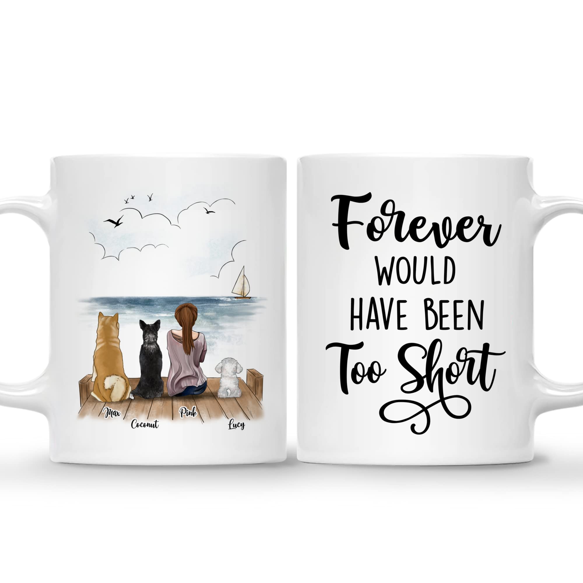 Custom Personalized Dog Mug - Unique Gift for Dog Moms & Pet Lovers, Engraved Coffee Cup with 3 Dogs Design - Perfect for Coffee, Tea, Gifts & Pet Memorials