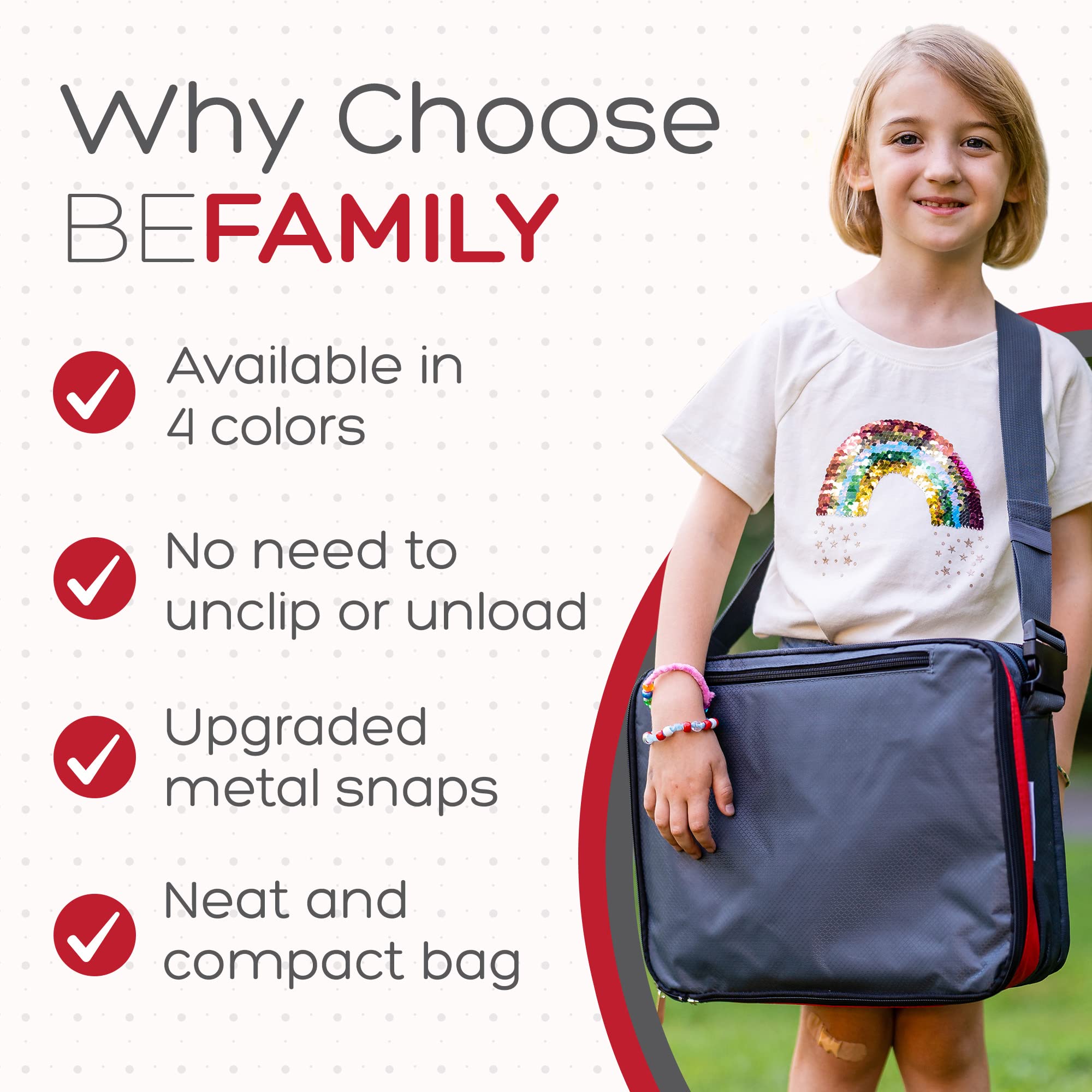 BE Family Travel Kids Car Seat Travel Tray - Portable Snack & Activity Tray for Toddlers | Red Multi-Purpose Car Accessories | Perfect for Road Trips, Snack Time & Playtime in the Car