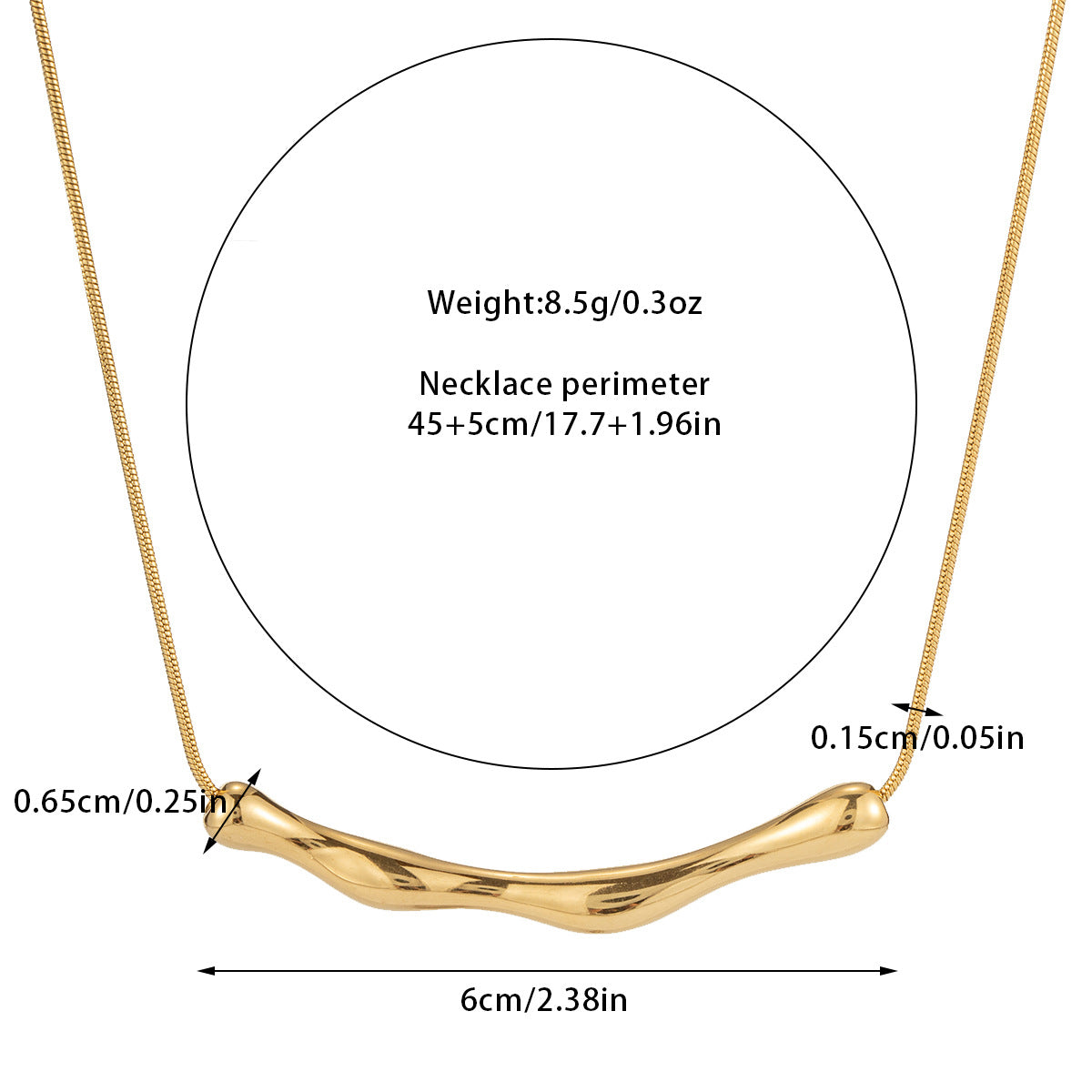 Elegant Irregular Curved Bar Herringbone Chain Necklace - HN2870 | Trendy Layering Jewelry for Women, Perfect for Date Night & Office Wear