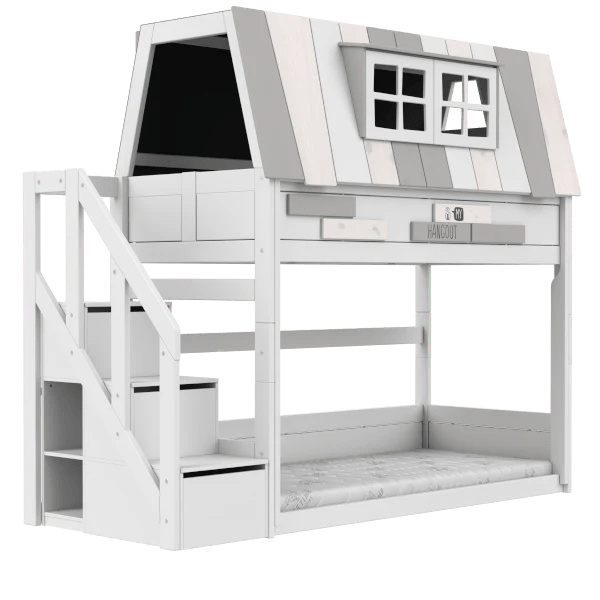 Low Bunk Bed with Ladder - Space Saving Twin Size Bed for Kids & Teens - Perfect for Small Bedrooms, Dorm Rooms & Sleepovers