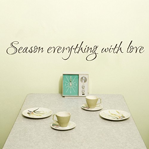 Season Everything with Love - Black Vinyl Wall Decal for Kitchen Decor, Inspirational Quote Sticker, Wall Art Graphic - Perfect for Home, Office & Gift Giving