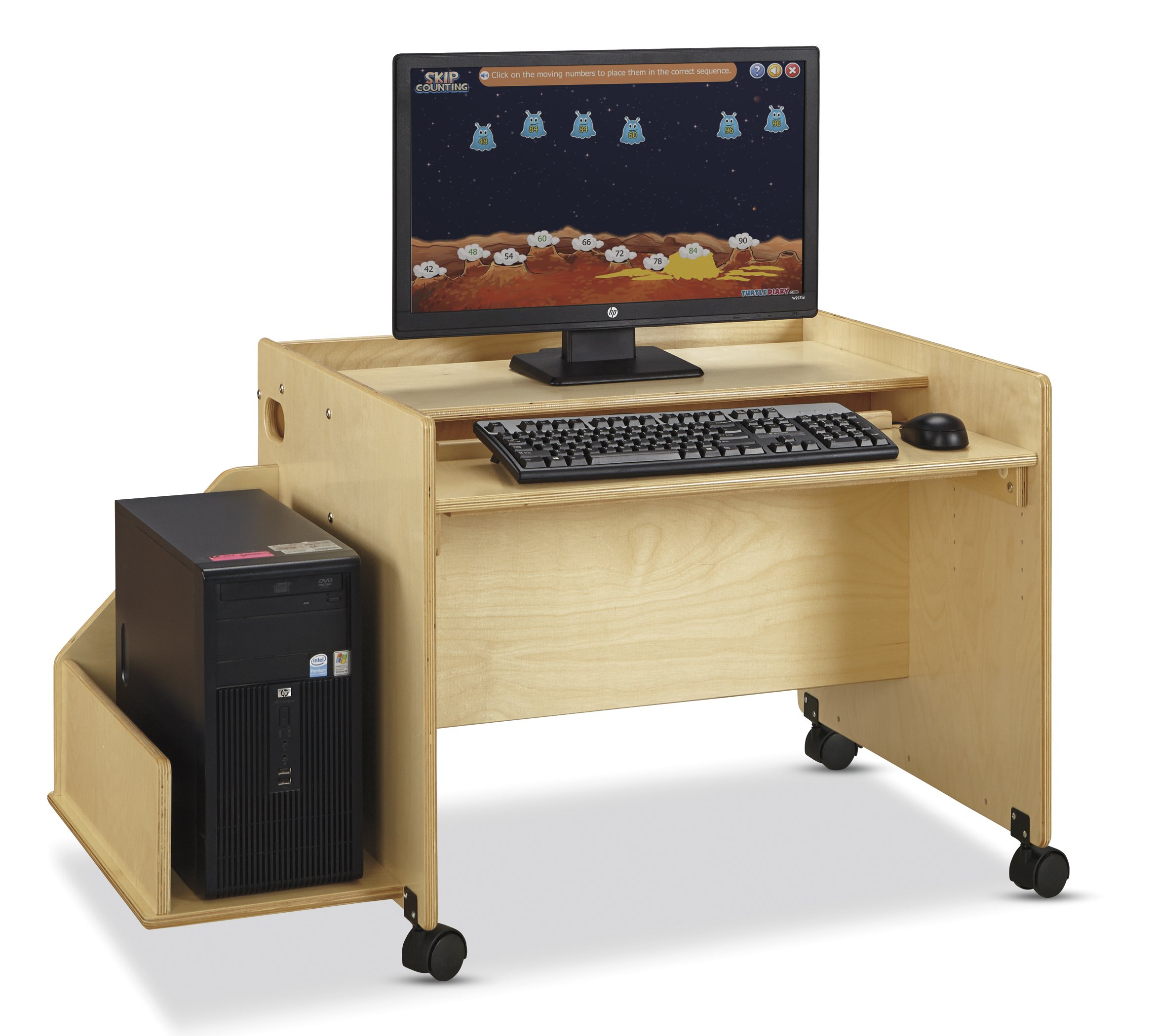 Jonti-Craft 3487JC Mobile Single Computer Desk for Home & Office - Adjustable Height Study Desk with Wheels for Kids & Adults, Perfect for Classrooms, Dorm Rooms & Workspaces