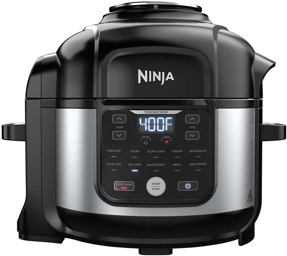 Ninja OS301/FD305CO Foodi 10-in-1 Pressure Cooker & Air Fryer Combo, 6.5 Quart Capacity, Stainless Steel Finish with Nesting Broil Rack – Perfect for Quick Meals, Healthy Cooking & Family Dinners