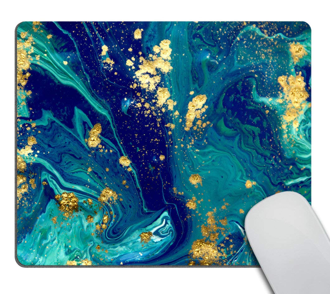 Custom Blue Marbled Mouse Pad - Non-Slip Rubber Gaming Mouse Mat for PC & Laptop - Perfect for Office Work, Gaming & Graphic Design