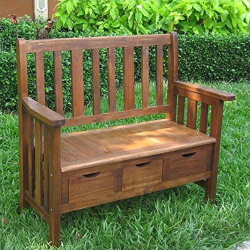 Pemberly Row 3-Drawer Storage Bench for Indoor & Outdoor Use - Perfect for Entryway, Patio, or Bedroom Organization