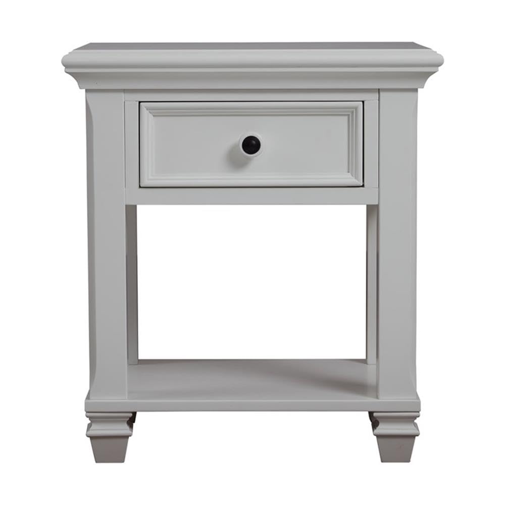 Baby Cache Glendale 1 Drawer Nightstand in Pure White - Modern Nursery & Bedroom Furniture for Baby Room Decor & Storage Solutions