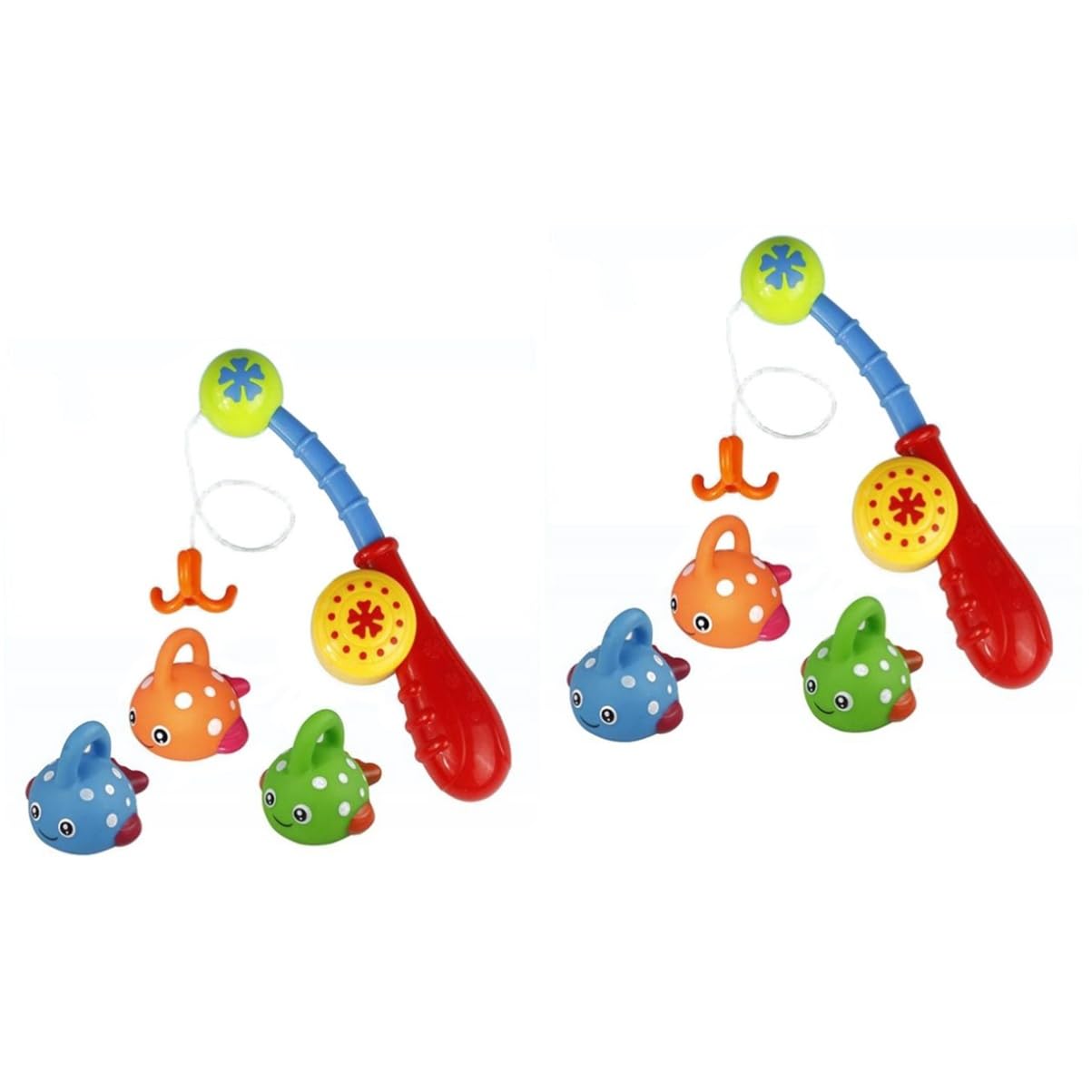 TOYANDONA 2 Pack Fishing Bath Toys Set with Fishing Rod & Rubber Fish - Fun Educational Water Play for Toddlers & Kids - Perfect for Bathtime, Pool Parties & Outdoor Activities