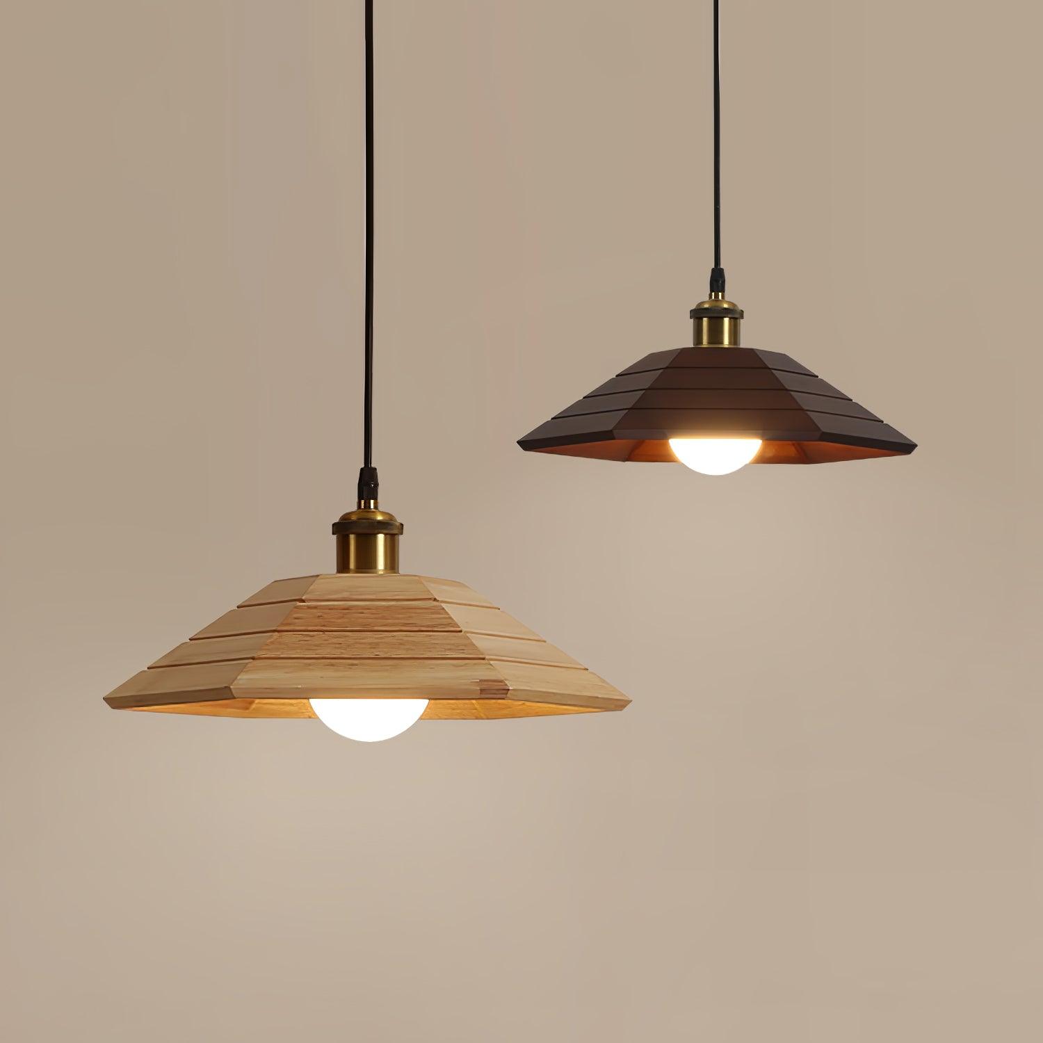 Aeyee Wooden Pendant Light - Handcrafted Natural Wood Hanging Lamp for Kitchen Island, Dining Room, Bedroom & Living Room Decor