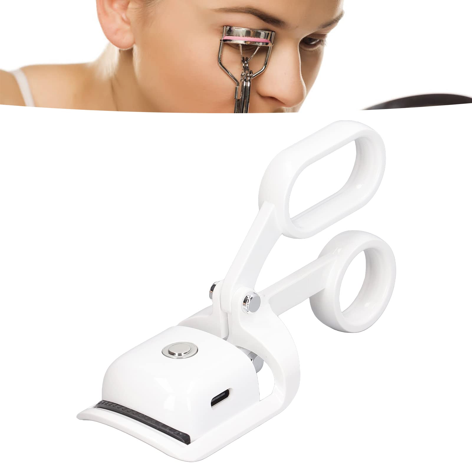 Electric Heated Eyelash Curler - 3 Adjustable Temperature Settings, Quick & Long-Lasting Curls, Portable for Home & Salon Use - Perfect for Weddings, Parties & Daily Makeup Routine (White)