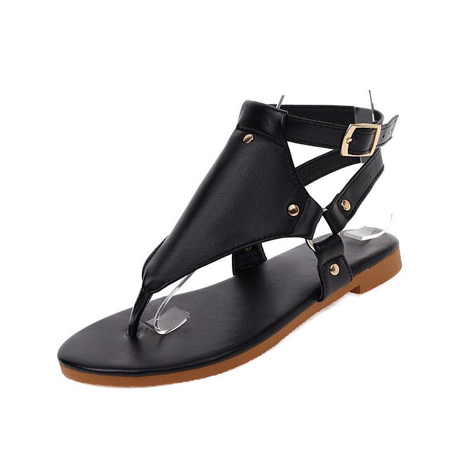 Women's Comfortable Clip-Toe Casual Slides - Ankle Buckle Flat Sandals for Beach, Pool & Summer Outfits | Roman Style Slippers for Walking, Travel & Vacation