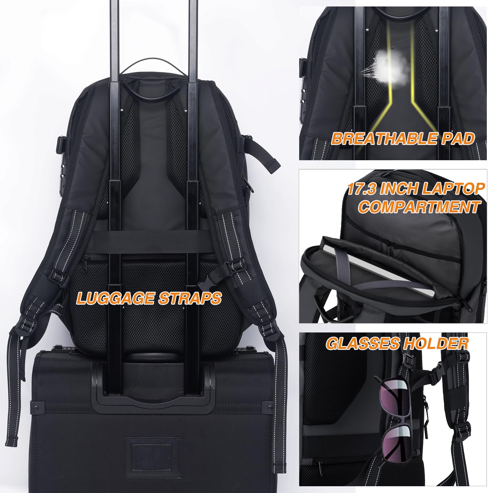 Air Vacuum Travel Backpack with Pump - Expandable Compression Carry-On Backpack with Anti-Theft Lock | Perfect for Vacuum Packing Clothes & Saving Space on Flights, Camping & Business Trips