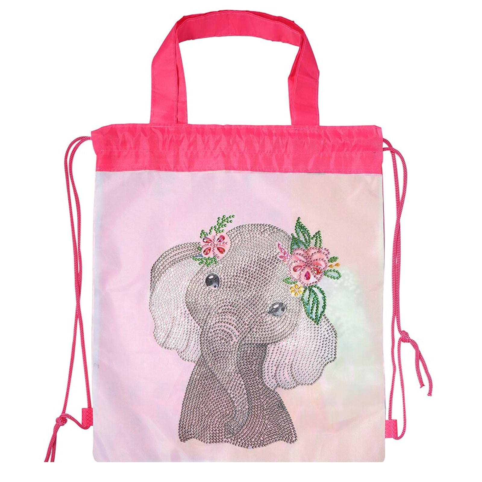 5D Diamond Painting Drawstring Backpack - DIY Animal Pattern Special Shaped Drill Cosmetic Pouch for Women & Girls | School Bag, Arts & Crafts Storage, Valentine's Day Gift (Elephant Design) - Perfect for Travel, Beach Day & Everyday Use