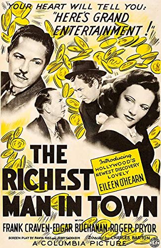 The Richest Man in Town 1941 Vintage Movie Poster - Classic Film Memorabilia for Home Theater & Man Cave Decor