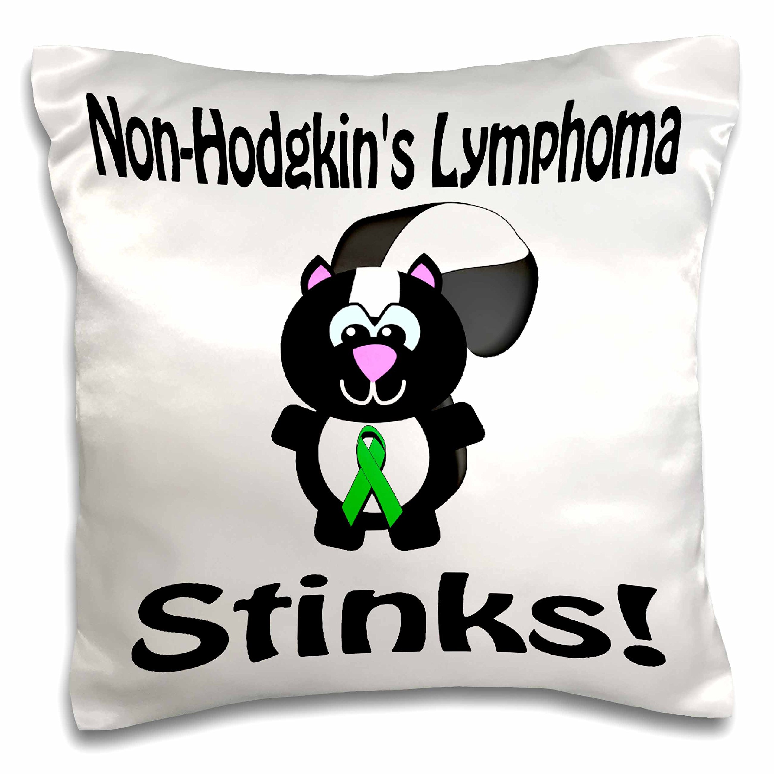3dRose Non-Hodgkins Lymphoma Awareness Ribbon Skunk Design Pillow Case - 16 Inch Soft Decorative Throw Pillow Cover for Bedroom, Couch & Home Decor - Support Cancer Cause