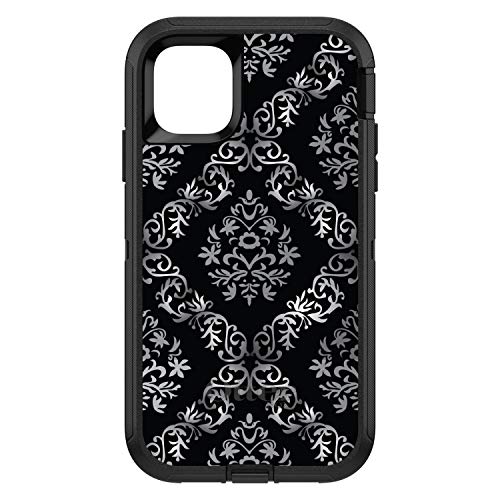 Black White Silver Grey Damask On Black Case