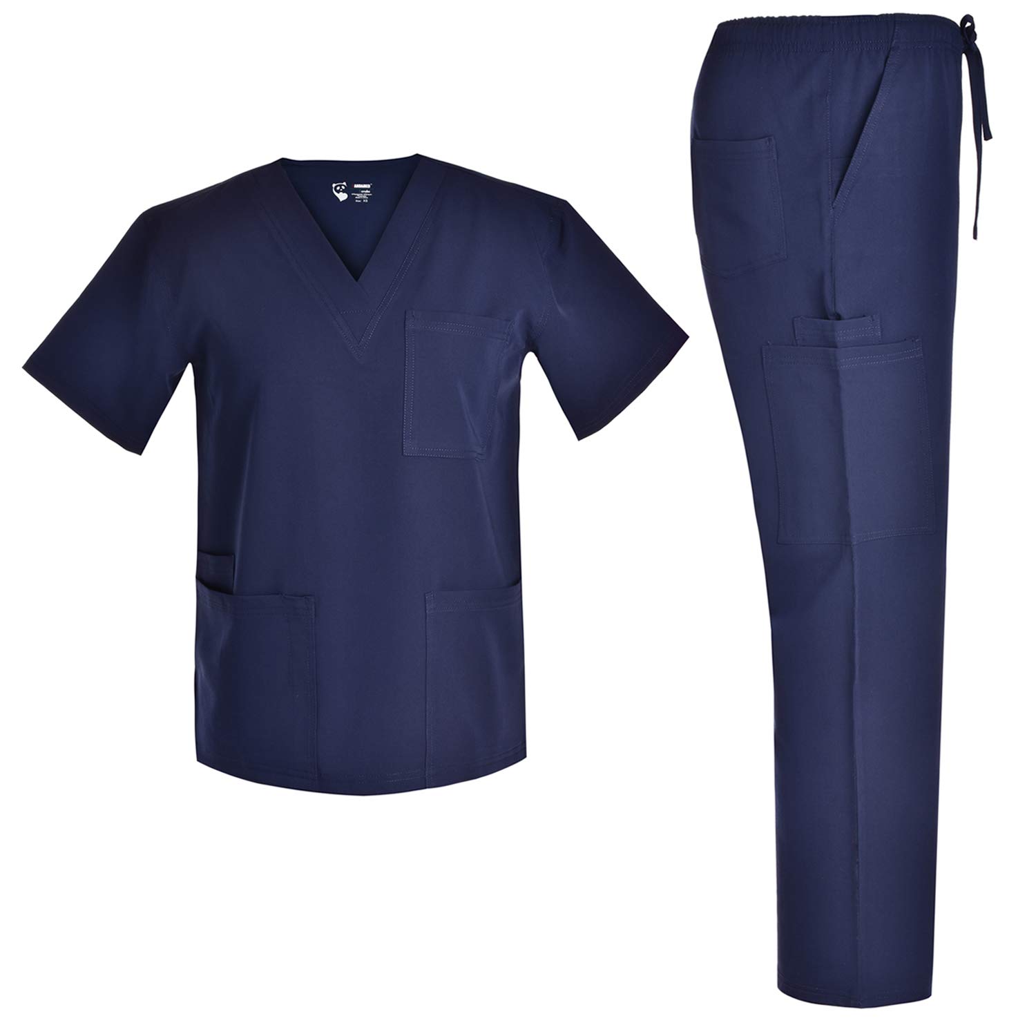 Plus Size Men's Stretch V-Neck Workwear Set - Comfortable Garden Work Top & Pants JY7301 for Outdoor Labor, Landscaping & Home Improvement Projects