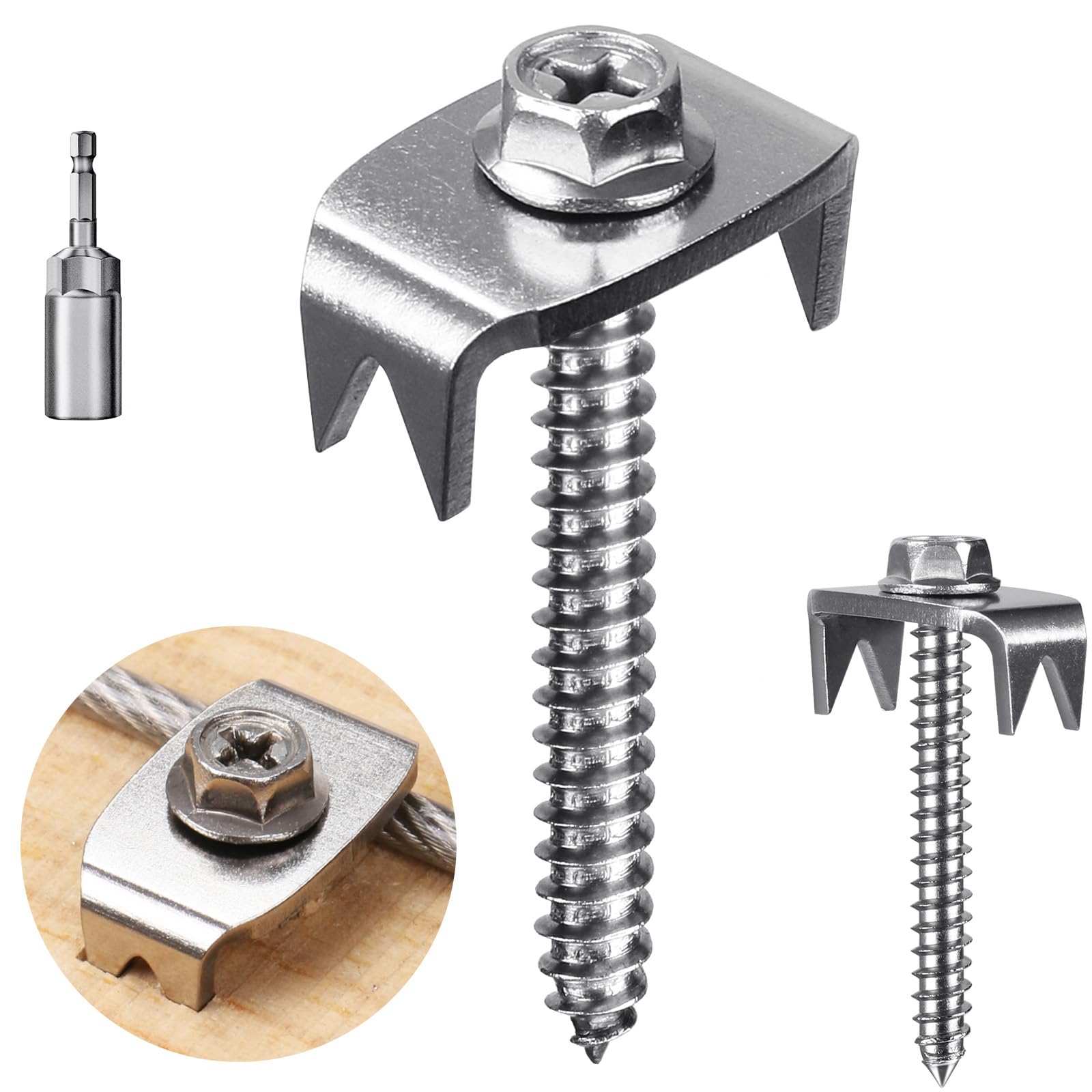 200 Pcs Stainless Steel Fence Staples - Heavy Duty Reusable Fencing Nails for Wire Mesh & Woven Fencing | Rustproof Fence Fasteners with Wire Fixer | Easy Installation & Removal with Power Drill | Perfect for Wooden Fences, Garden Fencing & DIY Projects