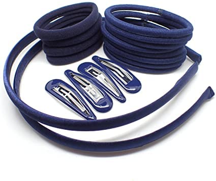 Topkids 26-Piece Girls Hair Accessories Gift Set - Hair Clips, Bands & More in Navy Blue | Perfect for School, Parties & Everyday Styling