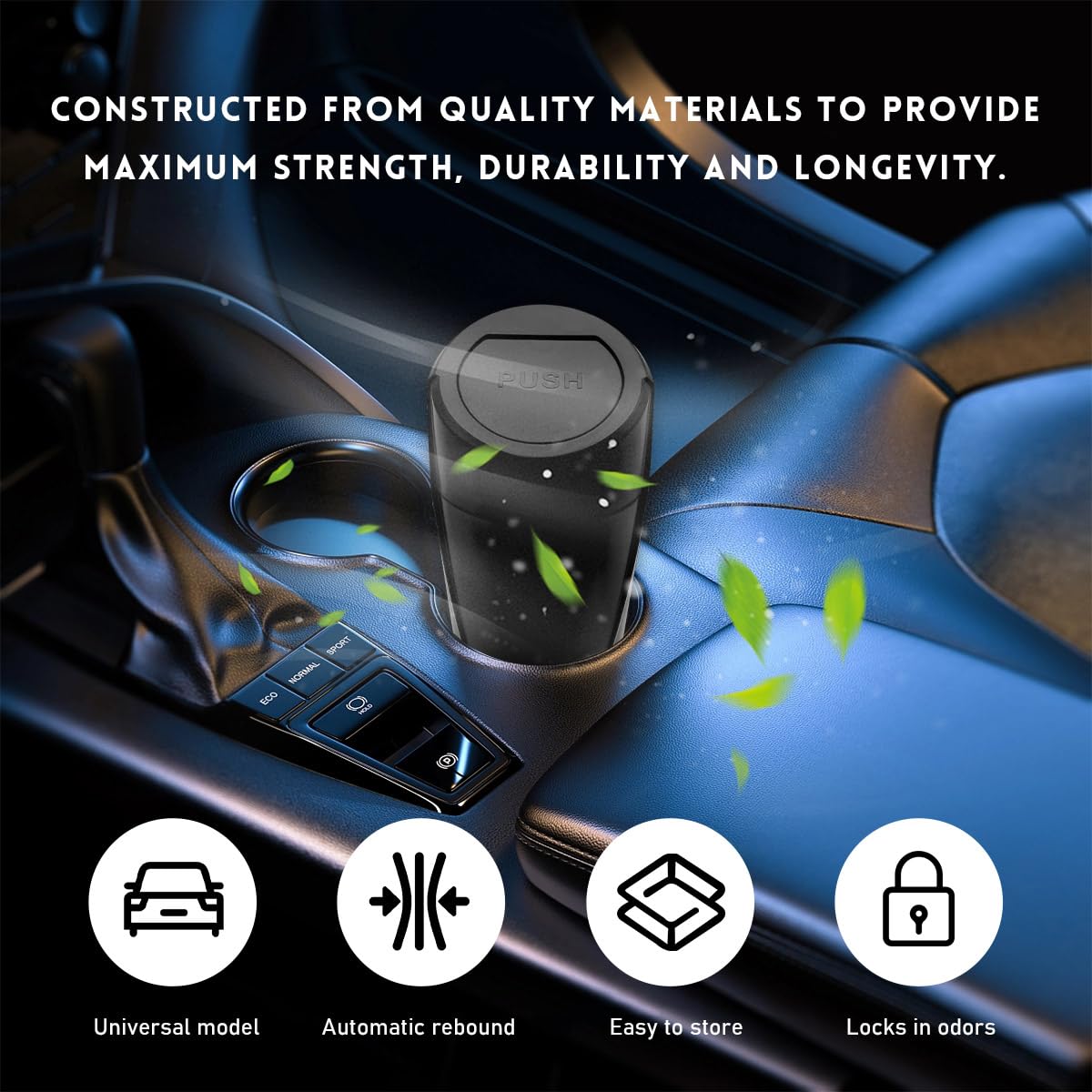 Leakproof Car Trash Can with Lid - Mini Vehicle Side Door Cup Holder Garbage Bin, Portable Multipurpose Organizer for Car, Home & Office Use (Black) | Perfect for Road Trips, Commuting & Workspace Organization