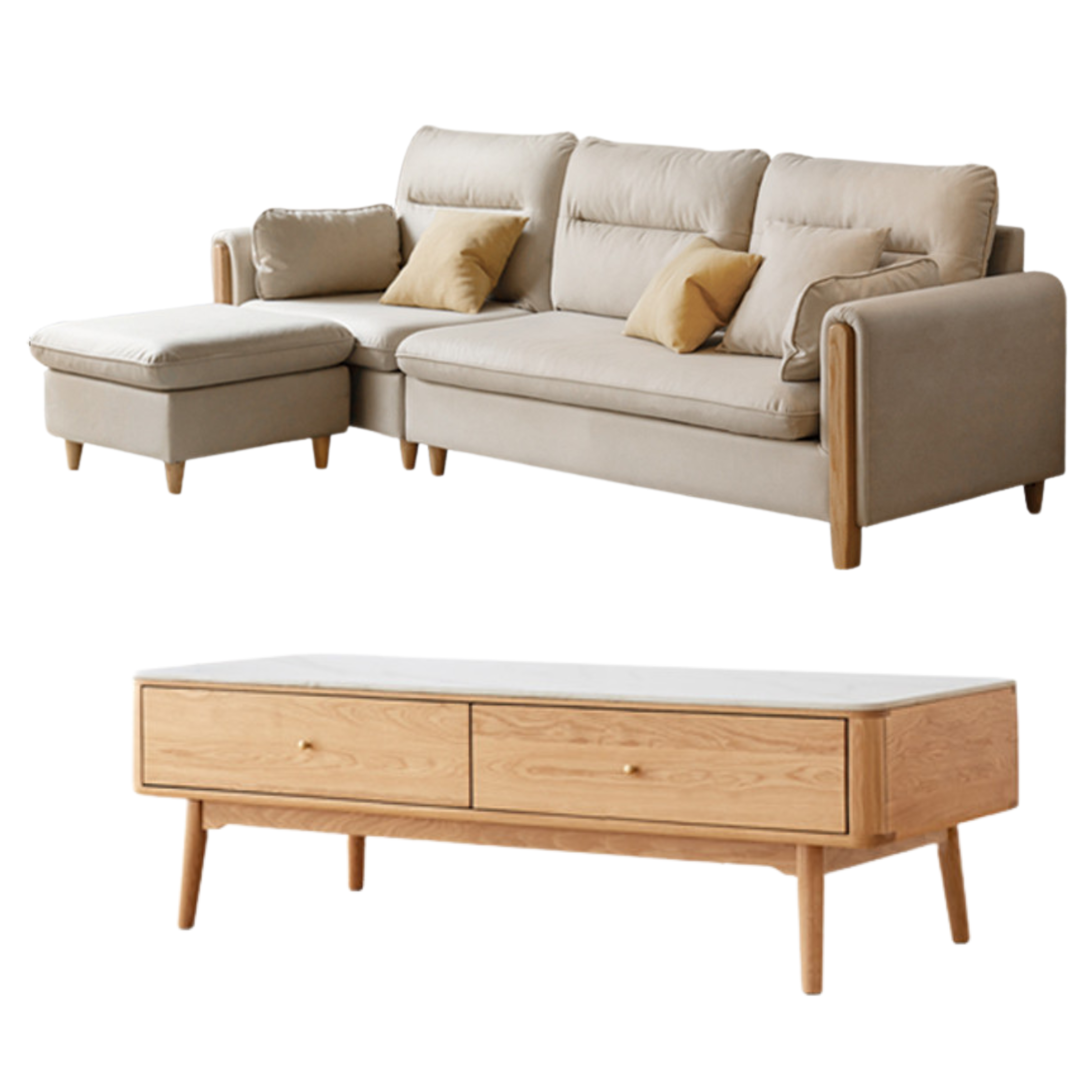 98.42x59.84x35.43 inch / 250x152x90cm / white color / three-person corner + 1.4m coffee table