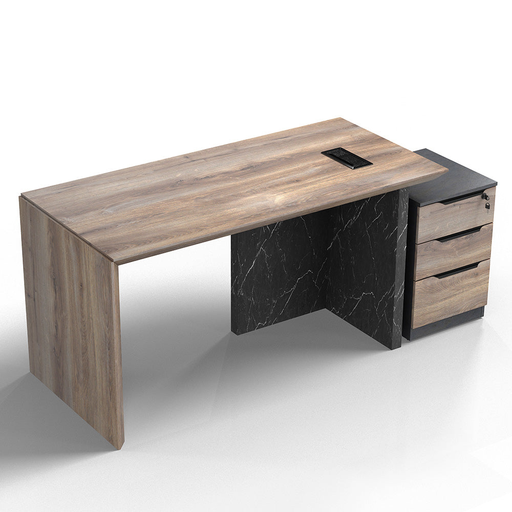 LOGAN Executive Desk Reversible 180cm Warm Oak & Black - Modern Office Desk for Home & Business Workspace - Perfect for Professionals, Remote Work & Study Areas