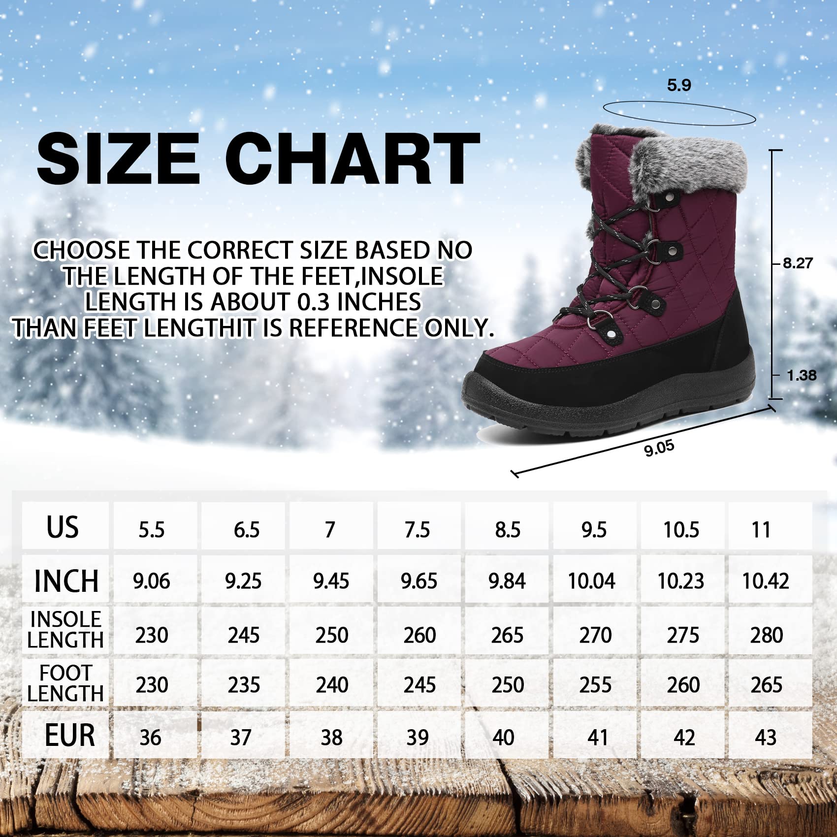 Women's Winter Boots - Soft Comfortable Faux Fur Mid Calf Snow Boots with Insulation | Waterproof Outdoor Boots for Hiking, Snowy Weather & Casual Wear