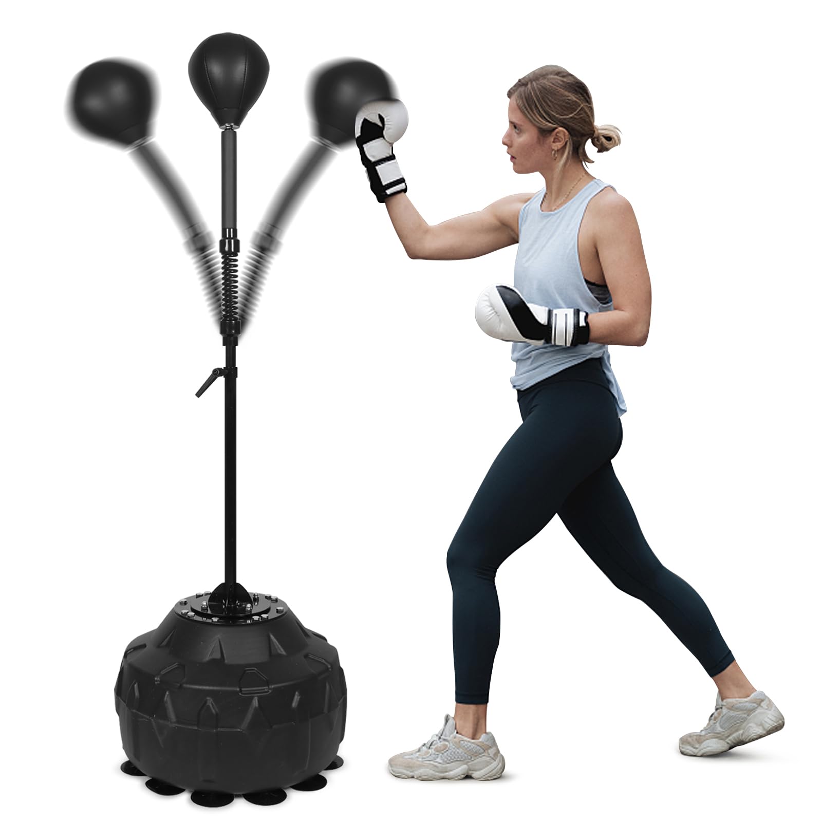 Adjustable Height Free Standing Reflex Ball Speed Bag - Heavy Duty Base & Reinforced Spring for Boxing, MMA & Fitness Training - Perfect for Home Gym, Boxing Practice & Cardio Workouts