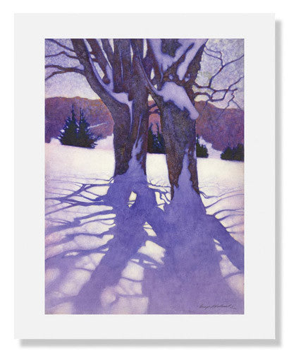 George Hawley Hallowell Trees in Winter - Vintage Winter Landscape Art Print for Home & Office Decor - Perfect for Living Room, Bedroom, or Study Wall Art