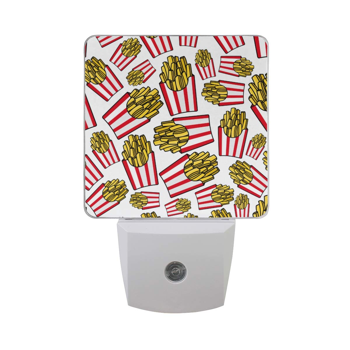 Vikko Cartoon French Fries LED Night Light Plug-in 2 Pack with Dusk to Dawn Sensor - Cute Fast Food Themed Nightlight for Kids & Adults - Perfect for Bedroom, Living Room, Hallway Decor (Ideal for Late Night Snack Lovers & Fun Home Decor)