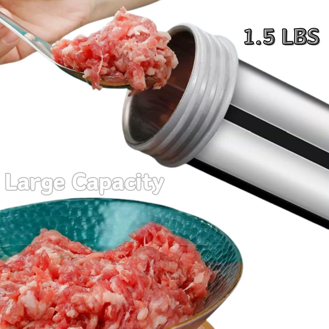 Premium Stainless Steel Jerky Gun & Sausage Stuffer Kit - Heavy Duty Meat Processing Tool with 5 Nozzles & 2 Brushes for Homemade Jerky, Sausages - Perfect for Camping, BBQ, Outdoor Cooking & Home Kitchen Use
