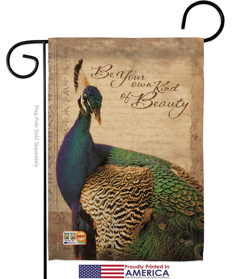 Peacock Garden Flags Set - 13x18.5 Inch Decorative Yard Banner with Vibrant Wildlife Designs (Birds, Flamingo, Hummingbird, Cardinal) - Perfect for Spring Home Decor, Outdoor Patio & Front Lawn Decoration - Made in USA