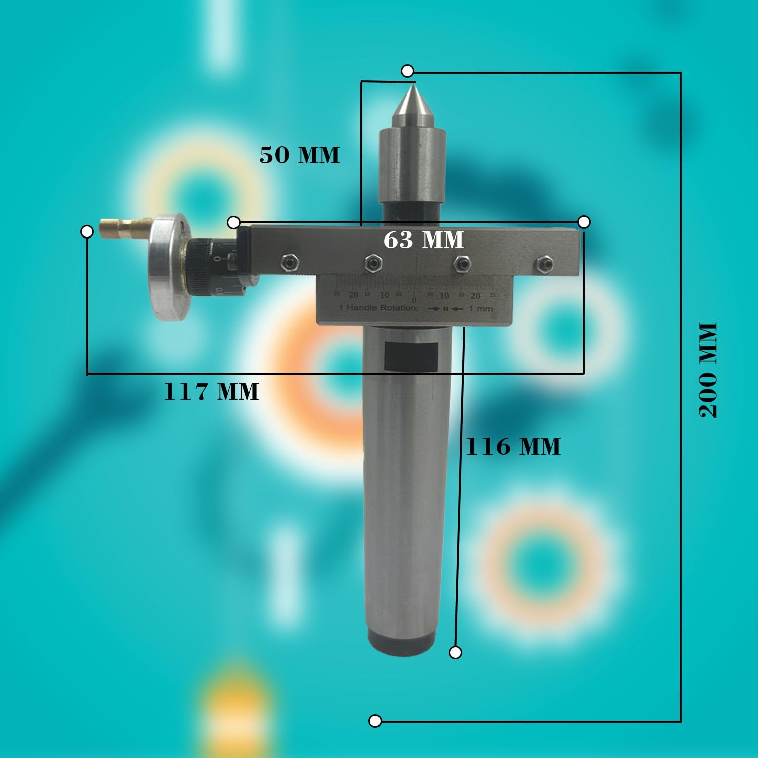 New Improved Taper Turning Attachment with Revolving Live Center for Lathe Machine - Metric (Morse Taper 4MT) | Precision Metalworking Tool for Turning, Tapering & Machining Operations