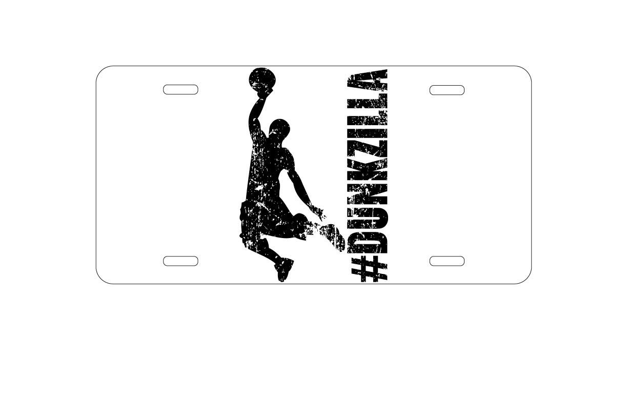 Custom Aluminum Vanity License Plate for Cars - Personalized Dunk Basketball Design (#Dunkzilla) - Perfect for Basketball Fans & Car Enthusiasts - Front Bumper Decoration & Sports Themed Gift Idea