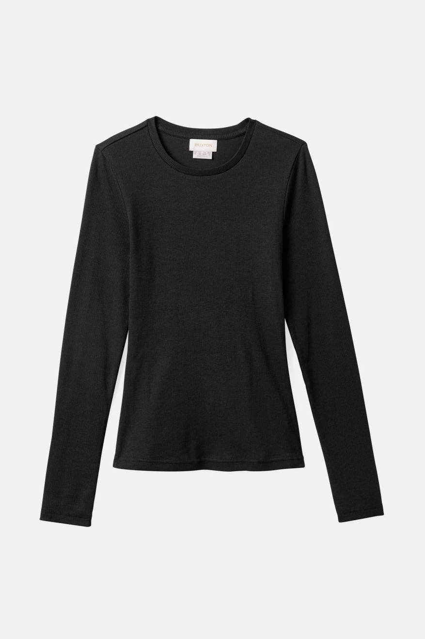 Betty Long Sleeve T-Shirt for Women - Soft Cotton Comfort Fit Black Top - Perfect for Casual Wear, Layering & Everyday Outfits