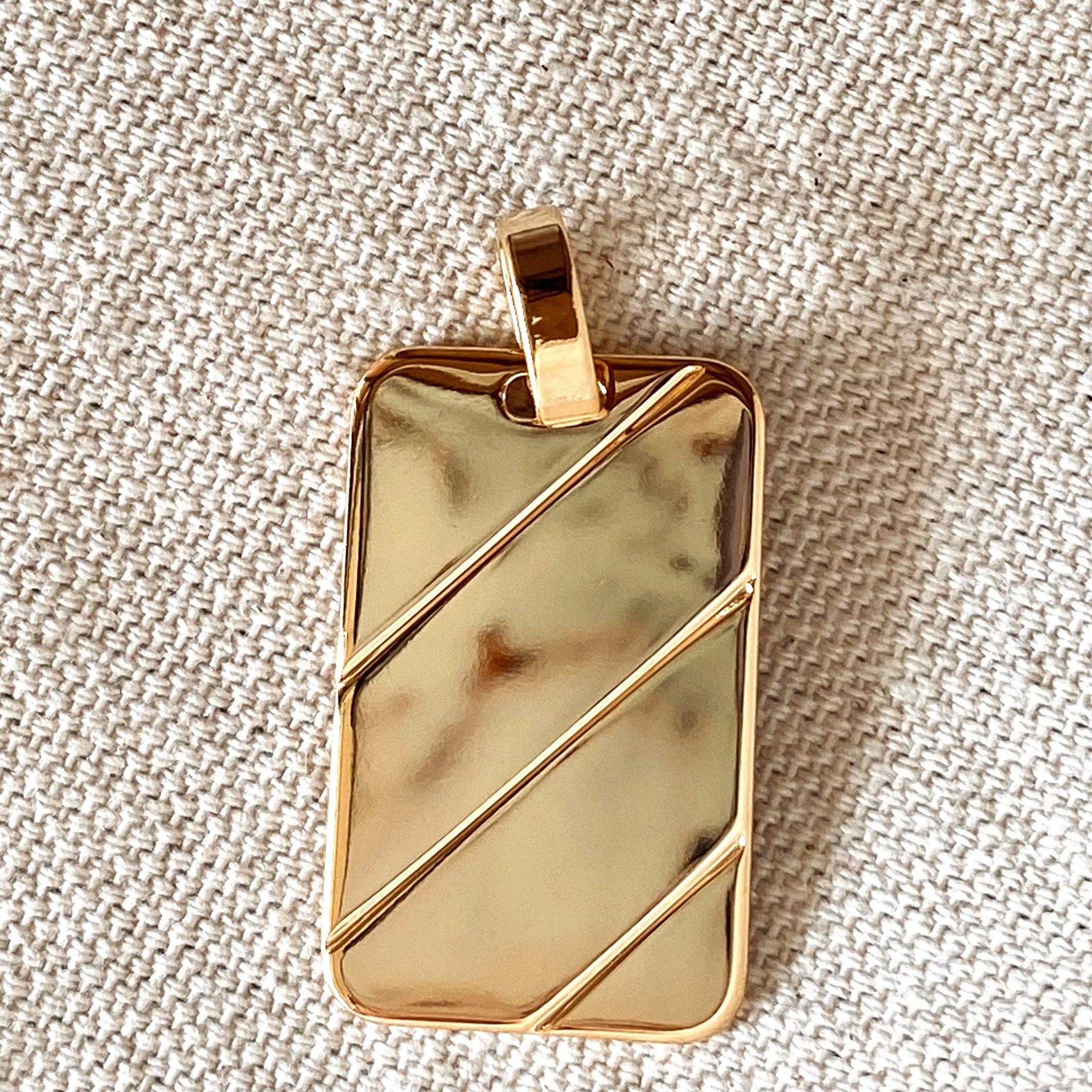 18k Gold Filled Rectangle Pendant Necklace - Luxury Unisex Jewelry for Men & Women | Perfect for Gifts, Anniversaries and Special Occasions