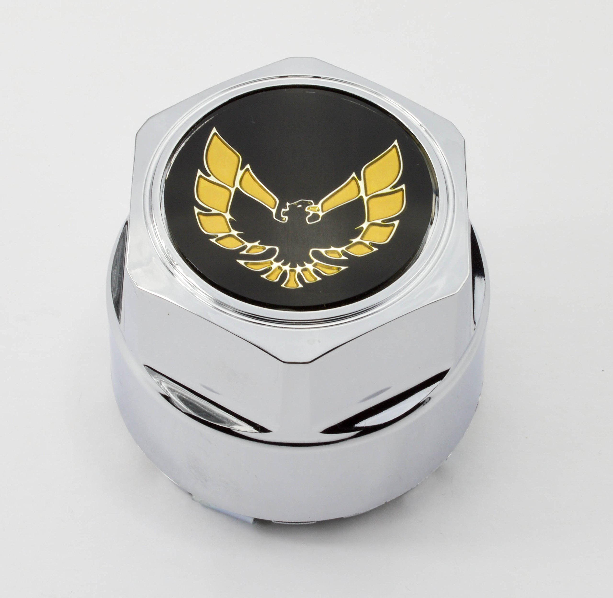 Set of 4 New 77-81 Pontiac Firebird Trans Am TA Snowflake Turbo Wheel Chrome Center Caps with Gold Bird - Perfect for Classic Car Restoration & Vintage Auto Enthusiasts