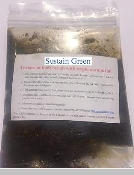 BSD Organics Sustain Green Tea Face & Body Scrub with Virgin Coconut Oil - 100g | Natural Exfoliator for Glowing Skin | Perfect for Spa Day & At-Home Skincare Routine